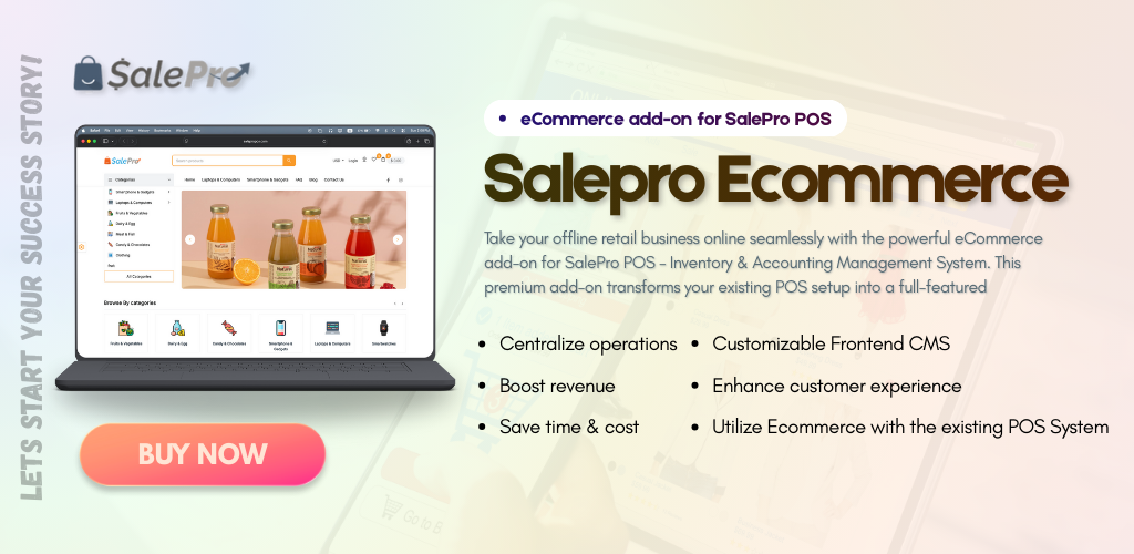 eCommerce add-on for SalePro POS, inventory management app